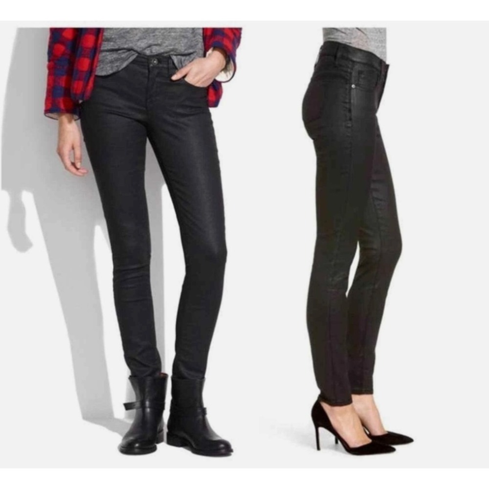 Madewell Skinny Skinny Coated Shiny‎ Jeans Women's Size 25x32 Black